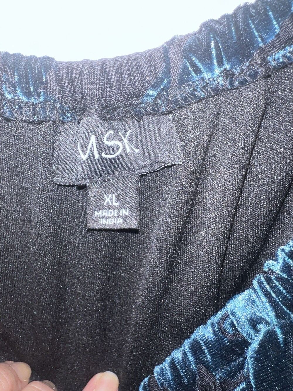 MSK Puff Sleeve Top Womens XL Burnout Off Shoulder Tie Waist Whimsigoth New - Picture 6 of 11
